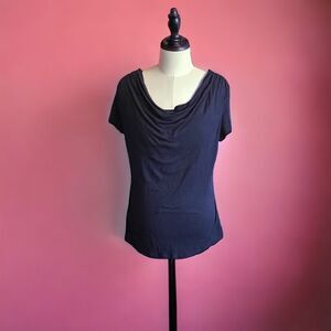 Dante Malan Navy cowl Neck T-Shirt - L